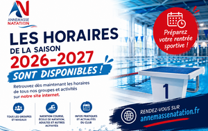Les horaires de la saison 2026-2027 sont disponibles !