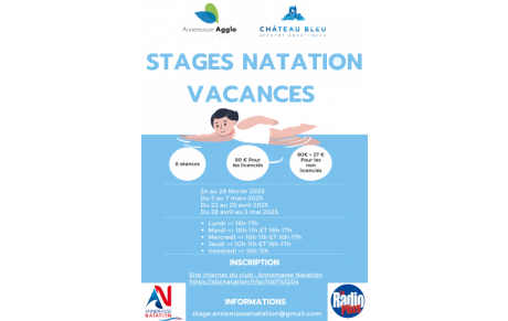 STAGE NATATION VACANCES FEVRIER ET AVRIL